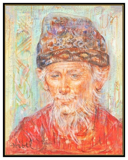 Edna Hibel Original Oil Painting On Board Male Portrait Signed Framed Artwork - 2