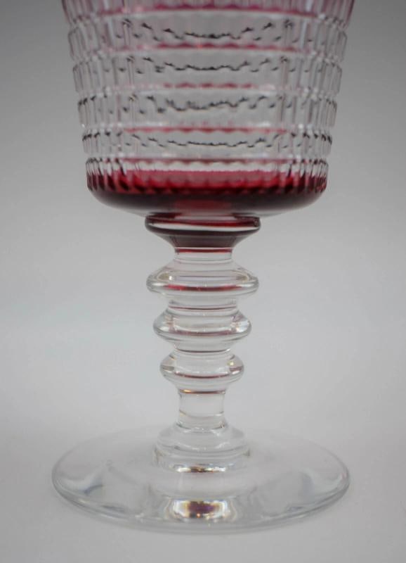 12 Dorflinger - Val St. Lambert - Cranberry Cut to Clear Water Glasses C 1920 - 6