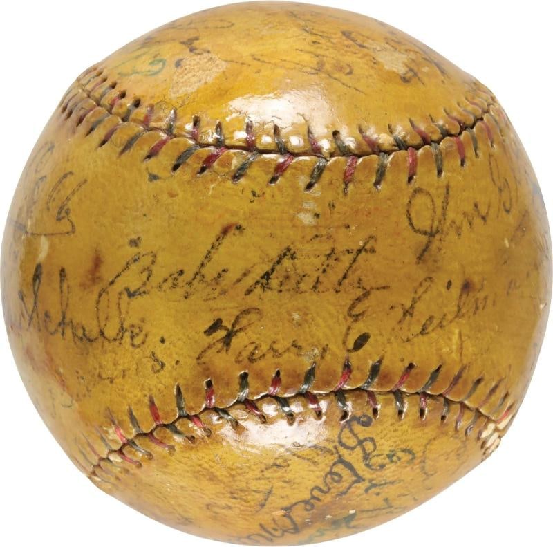 Babe Ruth Ty Cobb Walter Johnson HOF Signed 1922 American League Baseball PSA - 2