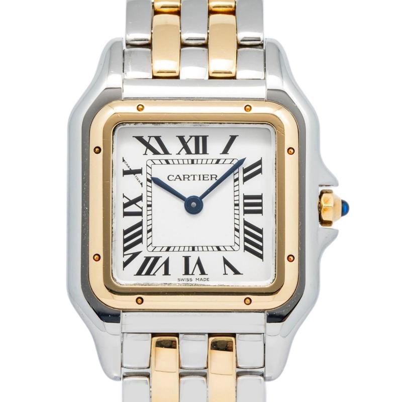 Cartier Panthere W2PN0007 Midsize w/Card 18k YG Two Tone Quartz Watch 29mm: Case Size 29mm Wrist Fit 6.75 inches Box No Papers Yes Condition Ã¢â¬â Used - Good Full Specifications Brand Cartier Customized No Serial # 4017 4xxxxxxx Gender Women Band Mat