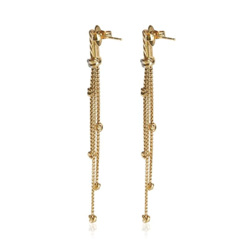 David Yurman Yellow Gold Diamond Petite Helena Chain Drop Earrings - 3
