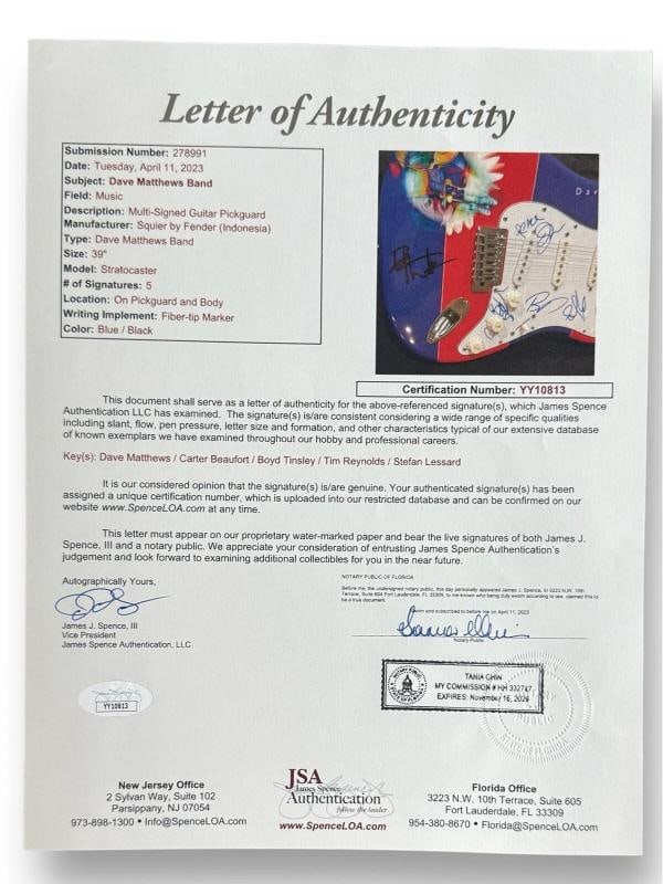 DAVE MATTHEWS Signed Custom Guitar 1/1 JSA COA CARTER STEFAN TIM BOYD Band! - 5