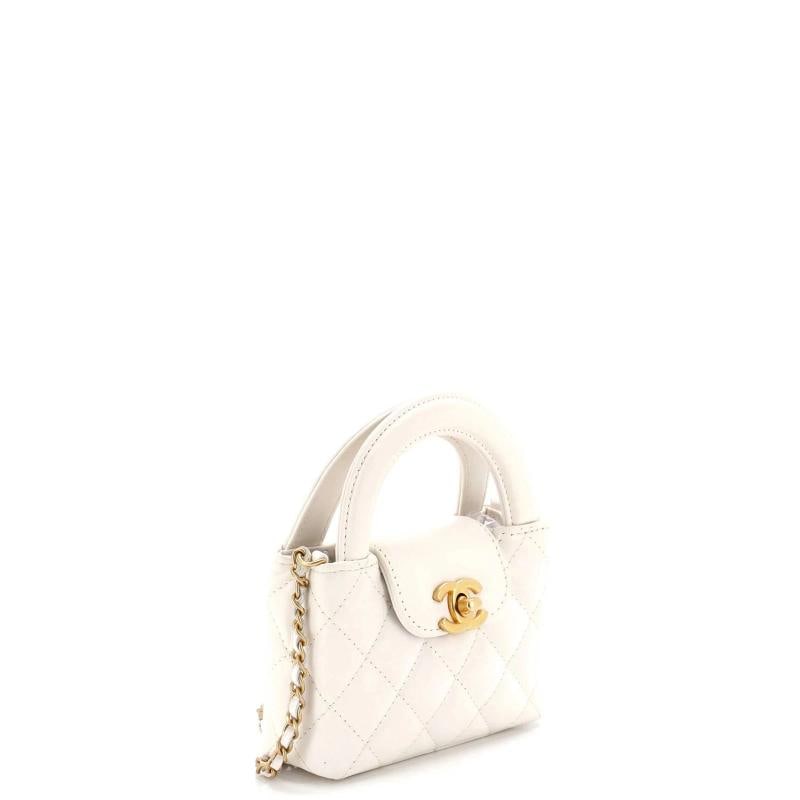 Chanel Kelly Top Handle Shopping Bag Quilted Shiny Aged Calfskin Nano - 2