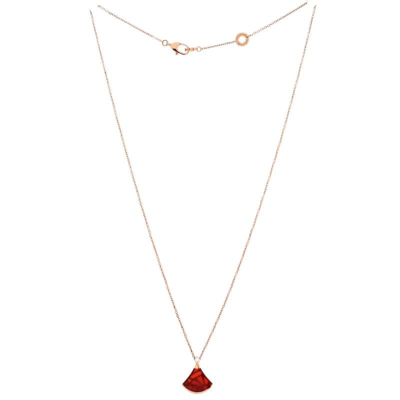 Bvlgari Divas' Dream Pendant Necklace 18K Rose Gold with Carnelian and Diamond - 2