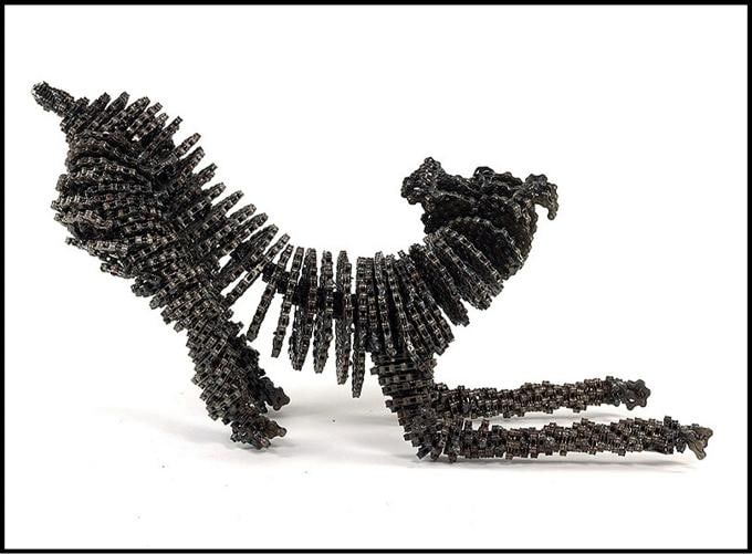 Nirit Levav Original Bronze Sculpture Hand Signed Dog Bicycle Parts Recycled Art - 3