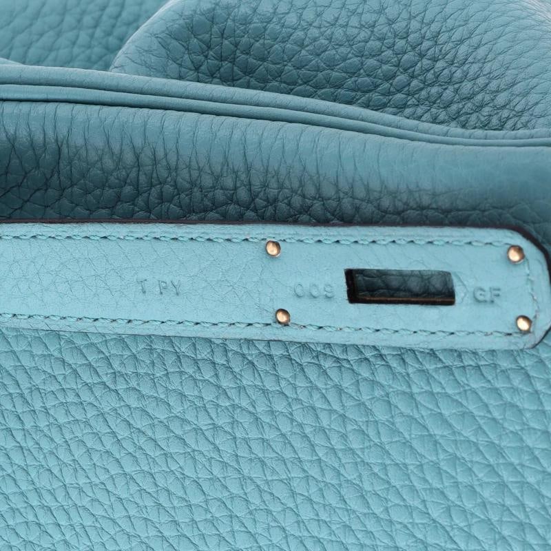 Hermes Birkin Handbag Blue Clemence with Gold Hardware 30 - 8