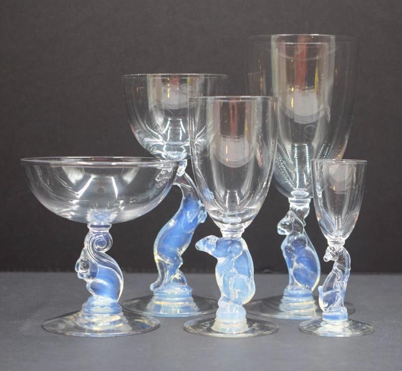 5 Pcs. Libbey Nash Silhouette Stemware- Cat, Kangaroo, Squirrel, Bear & Monkey (1 of 11)