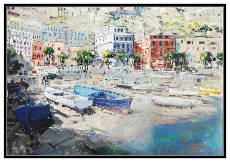 Mario Sanzone Original Oil Painting On Canvas Signed Italian Landscape Artwork - 2