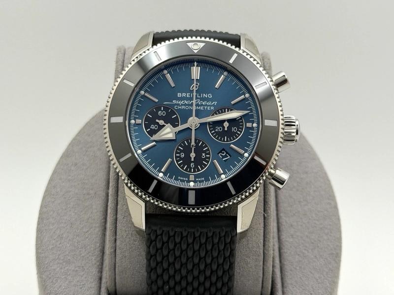 Breitling Superocean Heritage II Chronograph B01 AB0162 44mm Blue Dial Steel: Condition: Pre-owned - Excellent,Bezel Color: Black,Movement: Mechanical (Automatic),Seller Warranty: Yes,Reference Number: AB0162,Band/Strap: Two-Piece Strap,Brand: Breitling,Case Color: Silver,Depar