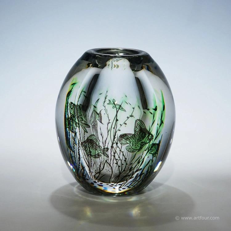 Vintage Fish Graal Vase by Edward Hald for Orrefors, Sweden 1947 - 2