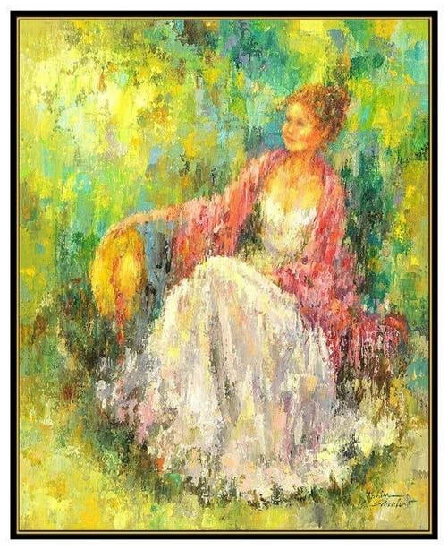 Karin Schaefers Original Female Portrait Painting On Canvas Signed Framed Art - 2