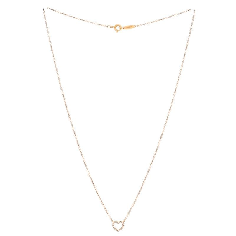 Tiffany & Co. Metro Open Heart Pendant Necklace 18K Rose Gold and Diamonds Mini - 2