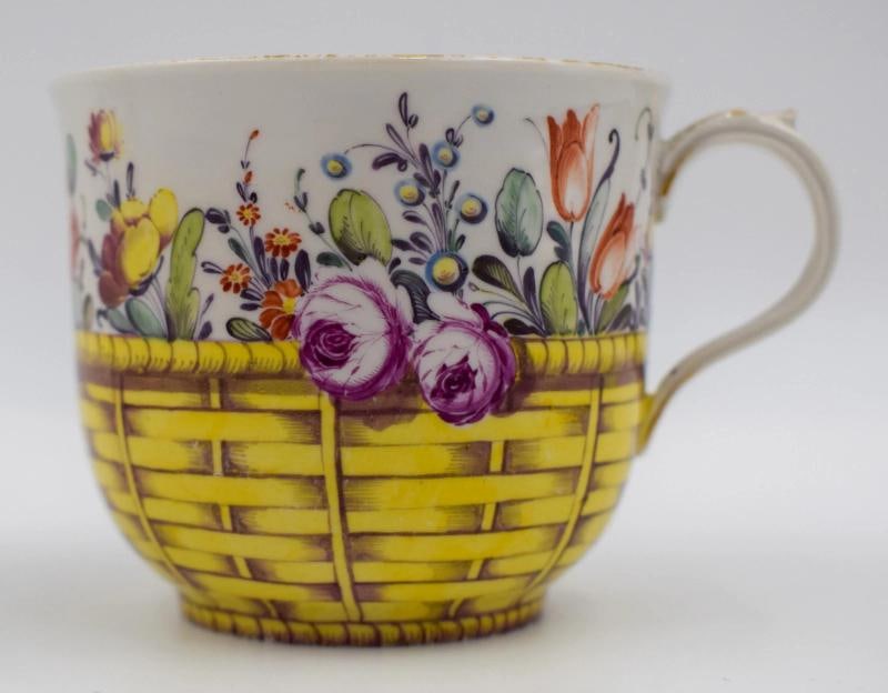 Antique Nymphenburg Cup & Saucer Decorated with Flowers & Basket, Circa 1800 - 4
