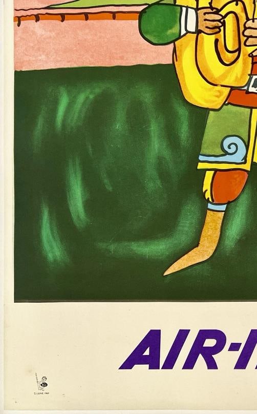 Original Vintage Poster INDIA - AIR INDIA Airline Travel Indian Tourism LINEN - 4