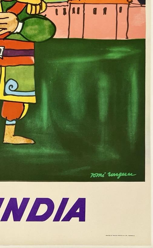 Original Vintage Poster INDIA - AIR INDIA Airline Travel Indian Tourism LINEN - 5