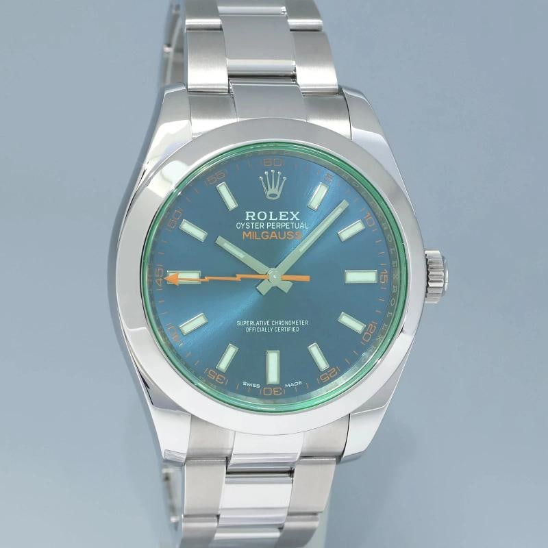 2021 NEW PAPERS Rolex Milgauss Blue Anniversary Green 116400GV Steel Watch Box - 3