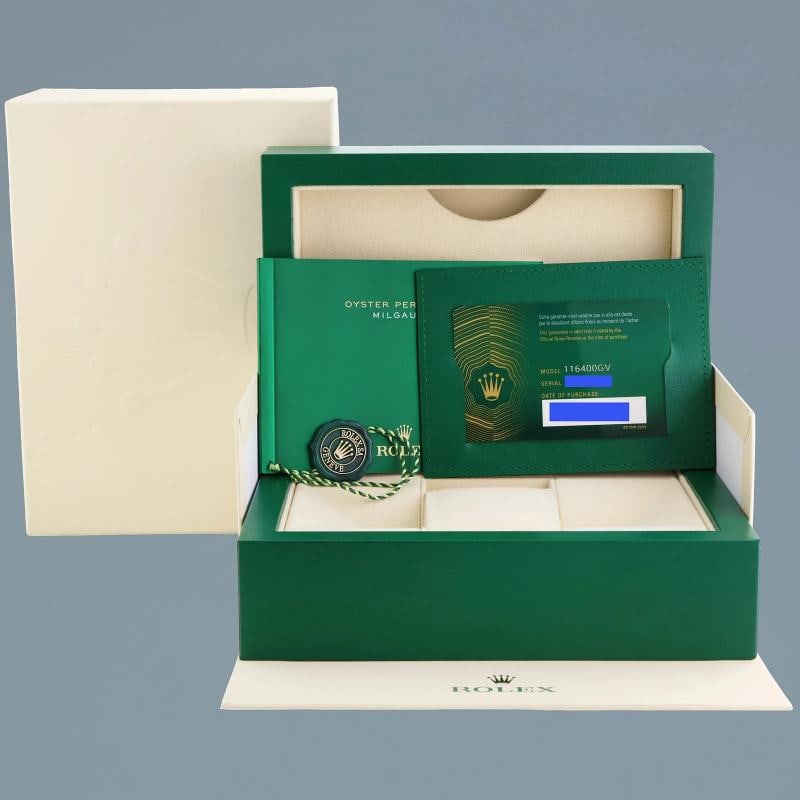 2021 NEW PAPERS Rolex Milgauss Blue Anniversary Green 116400GV Steel Watch Box - 7