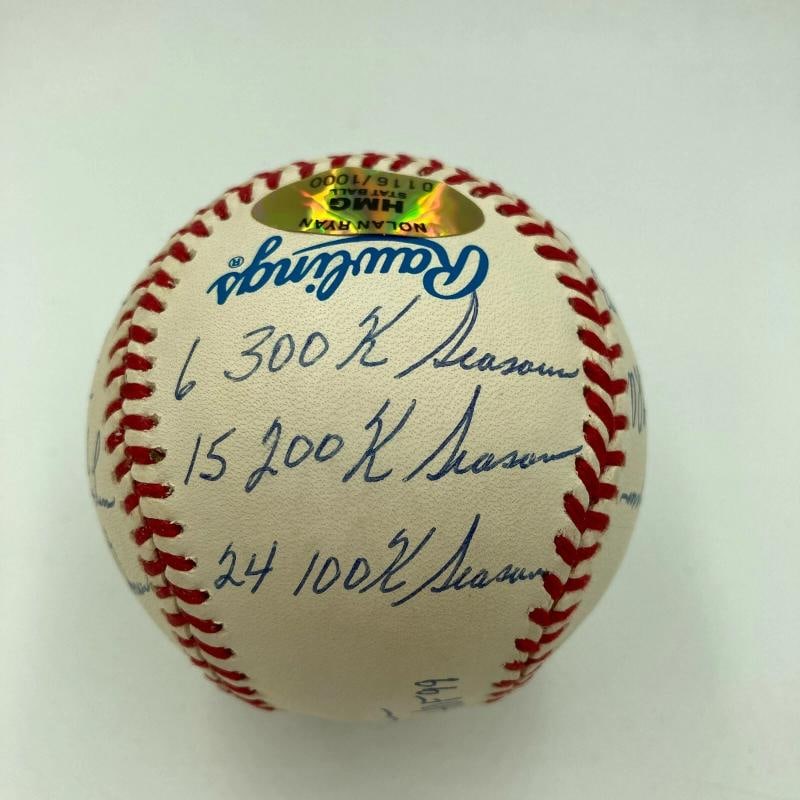 Nolan Ryan Signed Heavily Inscribed STAT American League Baseball JSA COA RARE - 5