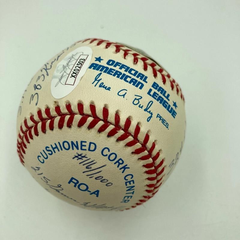 Nolan Ryan Signed Heavily Inscribed STAT American League Baseball JSA COA RARE - 7