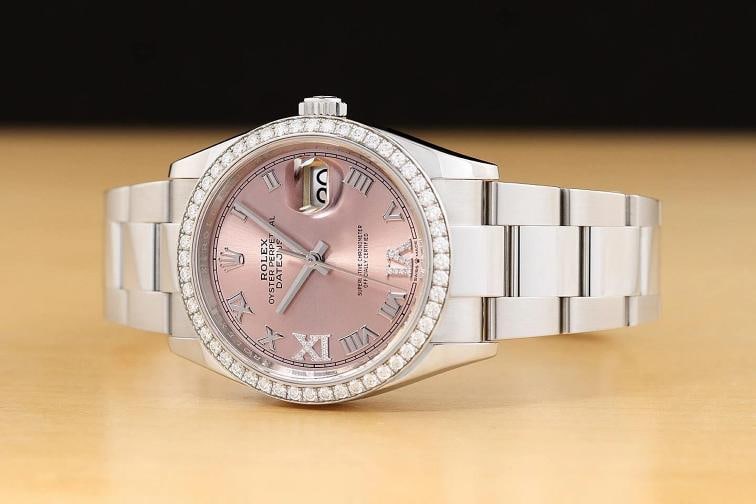 2021 CARD ROLEX DATEJUST 36 126284RBR ROMAN DIAMOND 18K GOLD STEEL OYSTER WATCH - 2