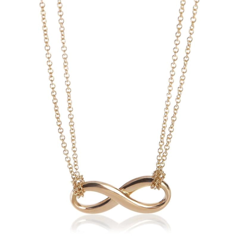 Tiffany & Co. Rose Gold Infinity Necklace: Condition: Pre-owned,Clasp/Buckle Type: Spring Ring,Side Stone Type: No Stone,Metal Purity: 18k,With Original Box/Packaging: No,With Papers: No,Gross Weight (grams): 4.30,Department: