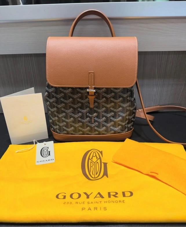Goyard Mini Alpin Backpack Black & Tan (2025): Condition: Pre-owned - Excellent,Brand: Goyard,Department: Women,Size: Mini,Exterior Color: black & tan,Model: Goyard Alpin,Style: Backpack,Exterior Material: Canvas, Leather,Country of Origin: