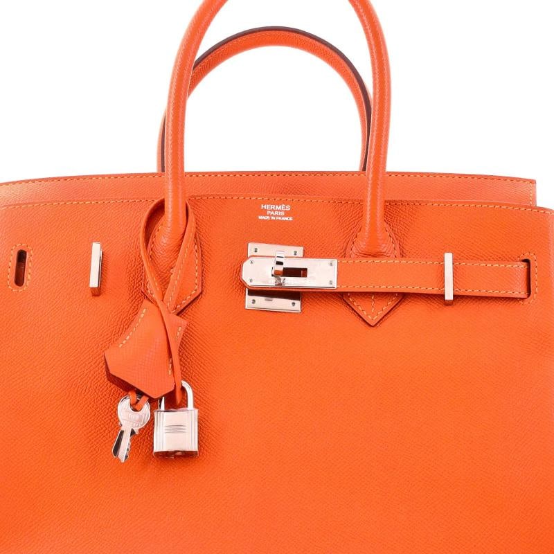 Hermes Birkin Handbag Orange Epsom with Palladium Hardware 30 - 5