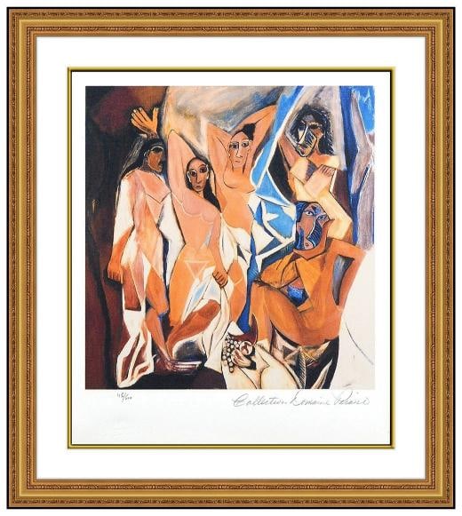 Pablo Picasso Original Les Demoiselles D'avignon Print Signed Framed Artwork: Condition: Used,Artist: Pablo Picasso,Unit of Sale: Single Piece,Signed: Yes,Size: Medium,Period: Contemporary (1970 - 2020),Title: Les Demoiselles D'avignon,Material: Paper,Certificate of Authenticit