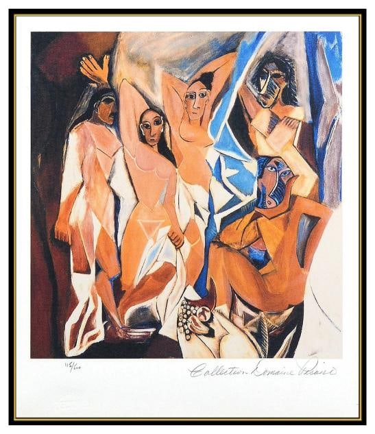Pablo Picasso Original Les Demoiselles D'avignon Print Signed Framed Artwork - 2