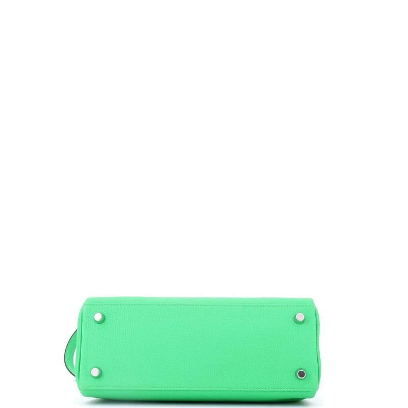 Hermes Kelly Handbag Green Togo with Palladium Hardware 25 - 5