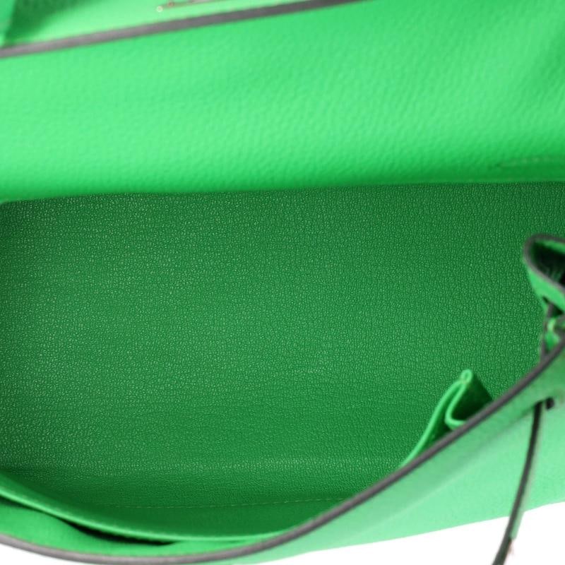 Hermes Kelly Handbag Green Togo with Palladium Hardware 25 - 6