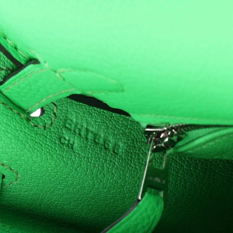 Hermes Kelly Handbag Green Togo with Palladium Hardware 25 - 8