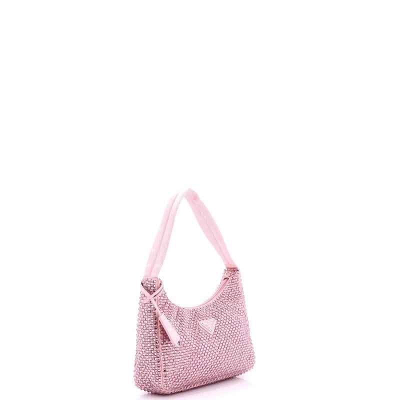 Prada Re-Edition 2000 Hobo Crystal Embellished Satin Mini - 2