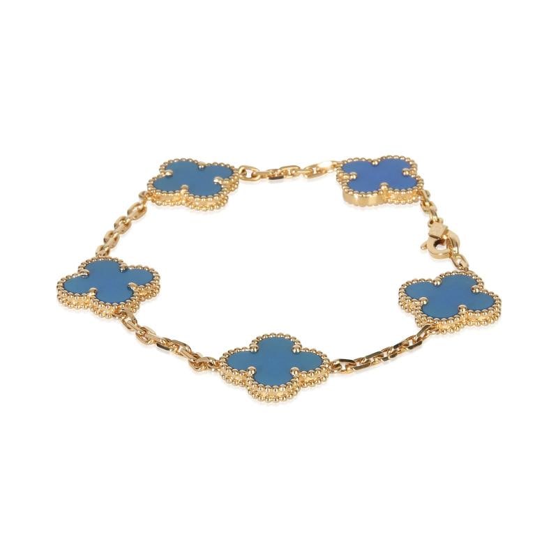 Van Cleef & Arpels Yellow Gold Agate Vintage Alhambra Bracelet - 2