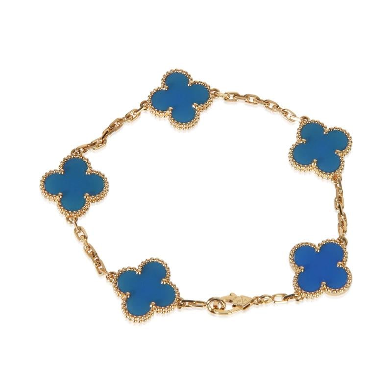 Van Cleef & Arpels Yellow Gold Agate Vintage Alhambra Bracelet - 3