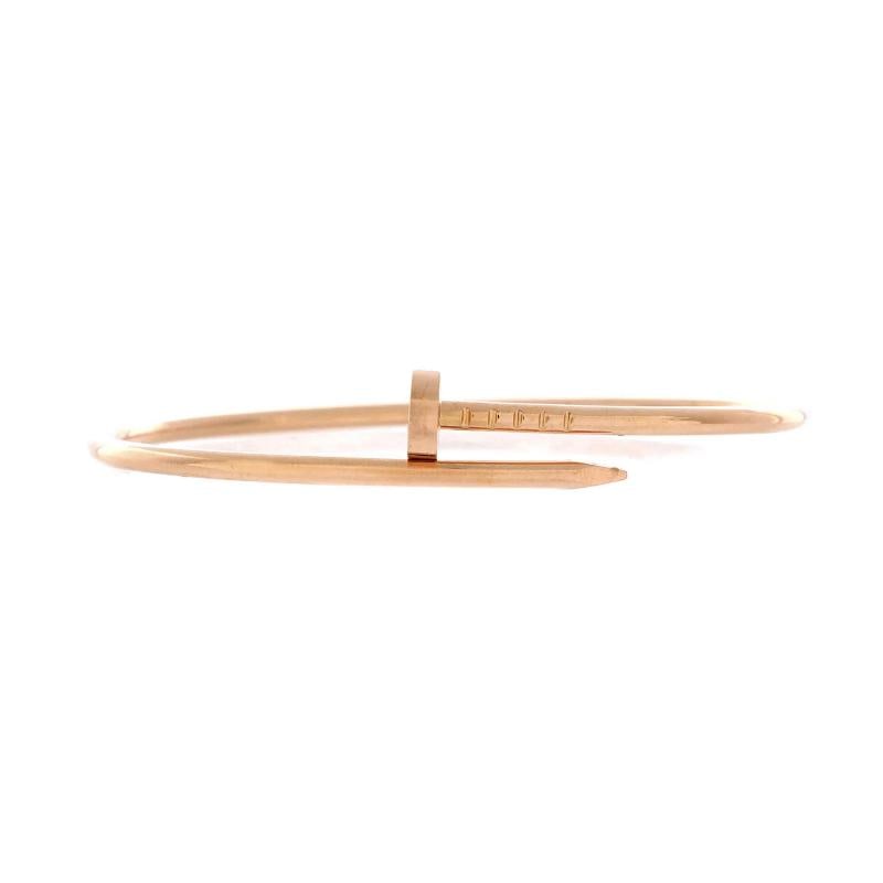 Cartier Juste un Clou Bracelet 18K Rose Gold Small: Measurements: Circumference: 6.60 ", Width: 2.50 mm . Condition: Pre-owned - Good,Brand: Cartier,Main Stone: Unknown,Metal: 18K Rose Gold,Metal Purity: 18K,Style: Bracelet,Type: Bracelet,Color: Rose G