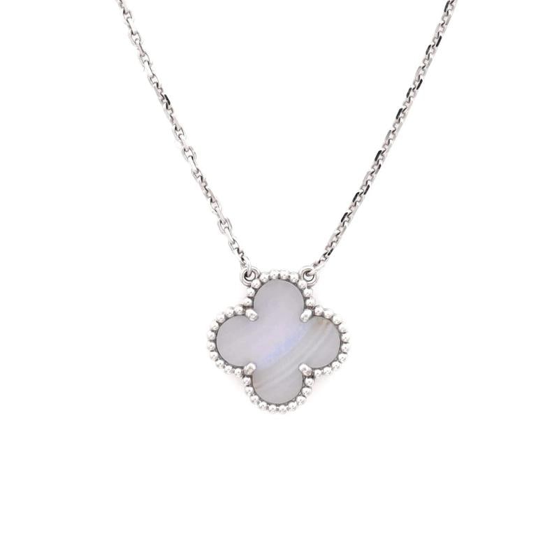 Van Cleef & Arpels Vintage Alhambra Pendant Necklace 18K White Gold - 3