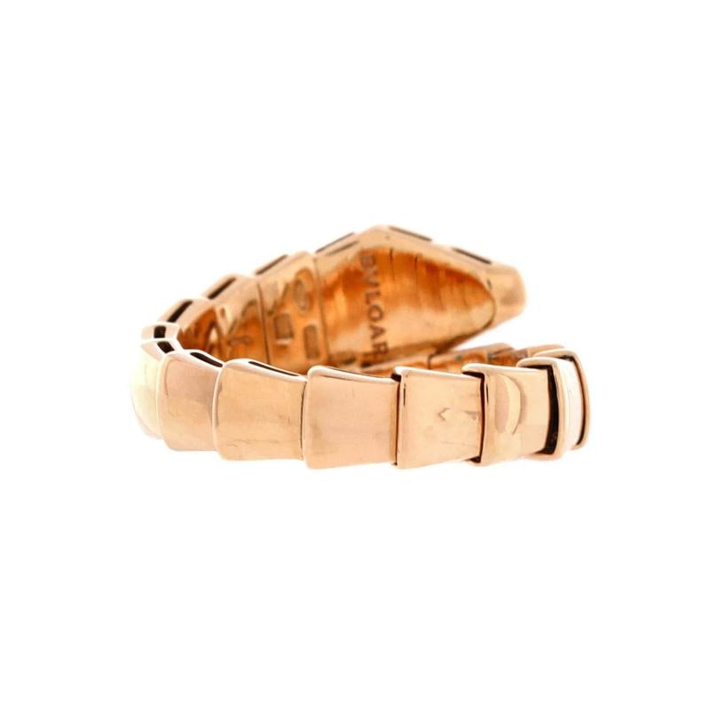 Bvlgari Serpenti Viper One-Coil Ring 18K Rose Gold with Diamonds Wide - 3