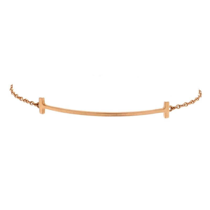 Tiffany & Co. T Smile Chain Bracelet 18K Rose Gold Medium: Condition: Pre-owned - Good,Brand: Tiffany & Co.,Main Stone: Unknown,Metal: 18K Rose Gold,Metal Purity: 18K,Style: Chain,Type: Bracelet,Color: Rose Gold,Material: 18K Rose Gold