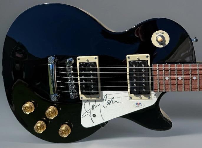 Johnny Cash Signed Les Paul Epiphone Guitar (PSA LOA): Industry: Music,Signed: Yes,Object Type: Guitar & Guitar Pick,Original/Reproduction: Original,Country of Origin: United States