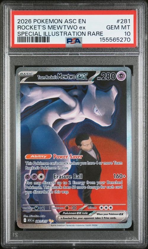 2026 POKEMON ASC EN-ASCENDED HEROES #281 TEAM ROCKET'S MEWTWO EX PSA 10: Condition: Graded - PSA 10: Professionally graded ,Graded: Yes,Set: 2026 POKEMON ASC EN-ASCENDED HEROES,Game: PokÃƒÂ©mon TCG,Character: TEAM ROCKET'S MEWTWO EX,Card Name: TEAM ROCK