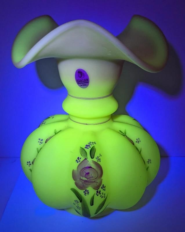 Fenton Art Glass Vase~Signed~(8"H x 5.75"W) - 17