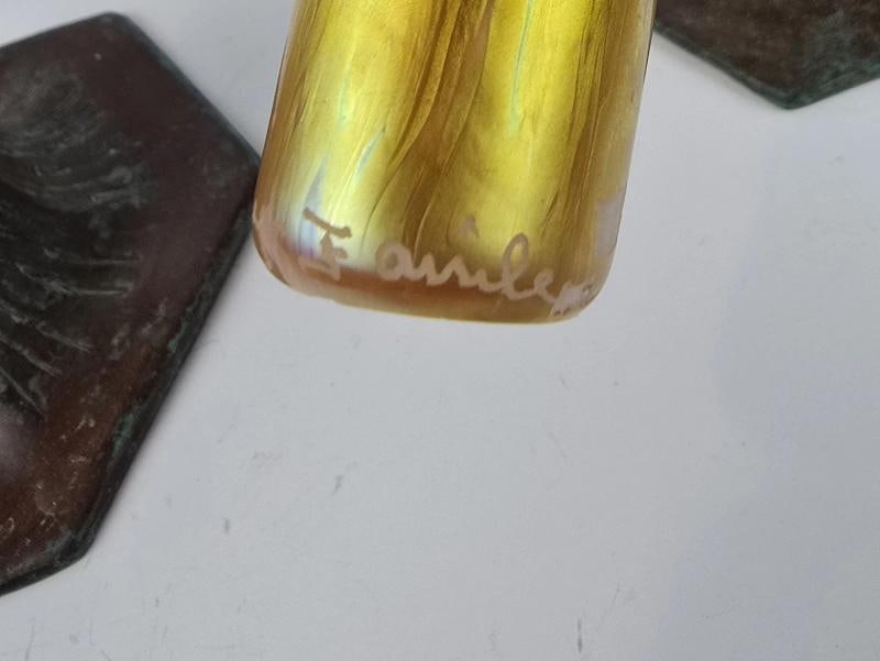 Set Of 2~ TIFFANY STUDIOS GOLD FAVRILLE GLASS VASES~SIGNED~(11.25" x 3.25") - 10