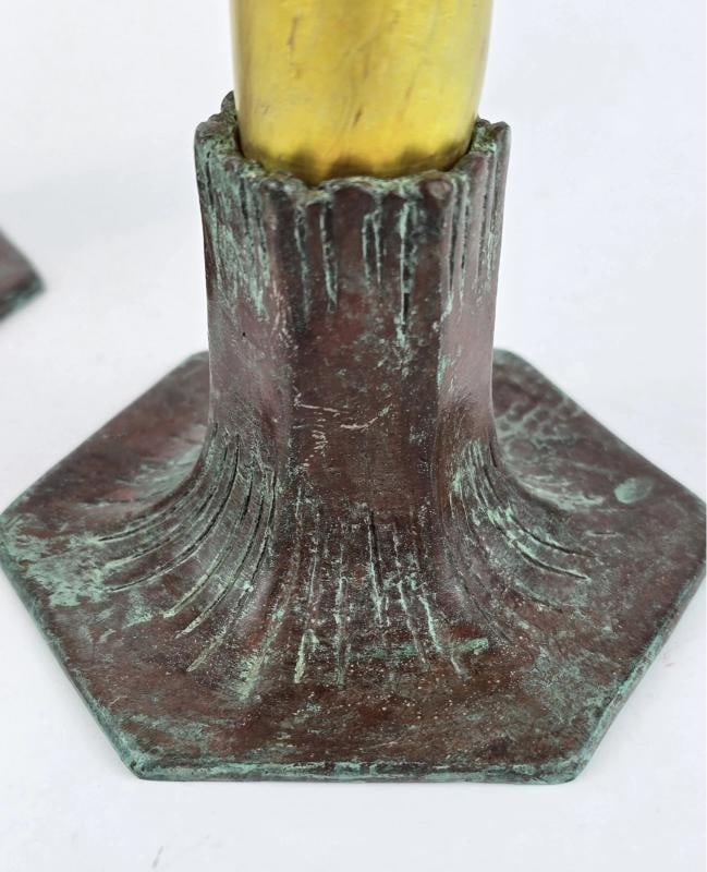 Set Of 2~ TIFFANY STUDIOS GOLD FAVRILLE GLASS VASES~SIGNED~(11.25" x 3.25") - 15