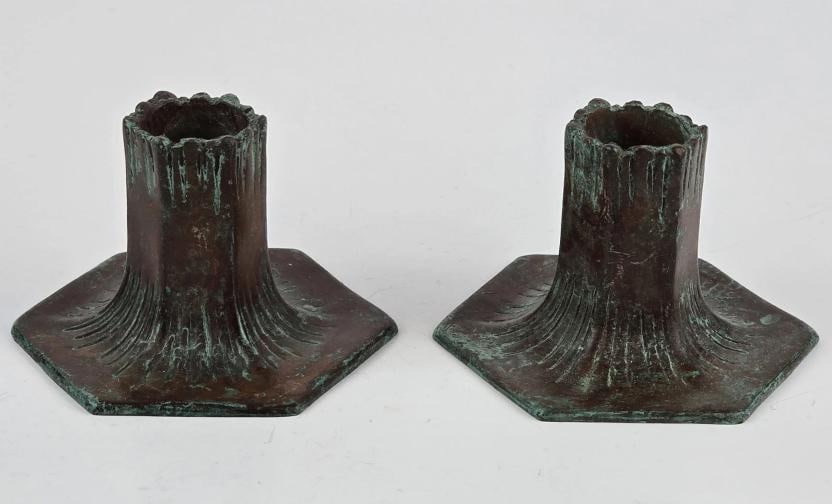 Set Of 2~ TIFFANY STUDIOS GOLD FAVRILLE GLASS VASES~SIGNED~(11.25" x 3.25") - 16
