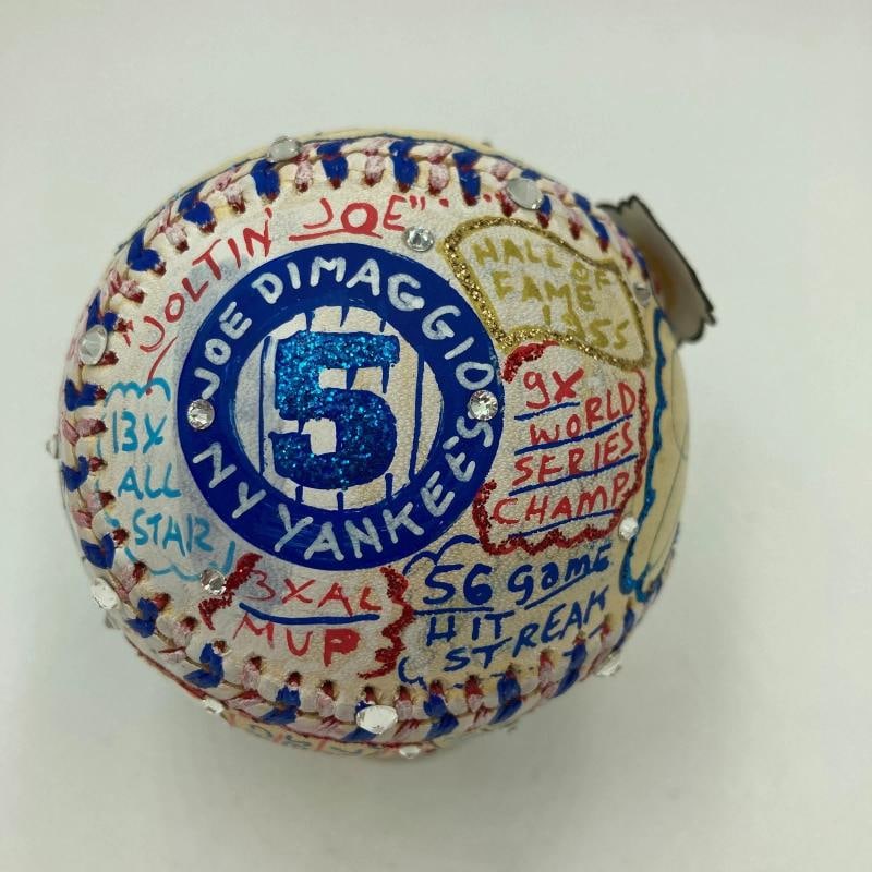 Mickey Mantle & Joe Dimaggio Signed Charles Fazzino Pop Art Baseball PSA RARE - 10