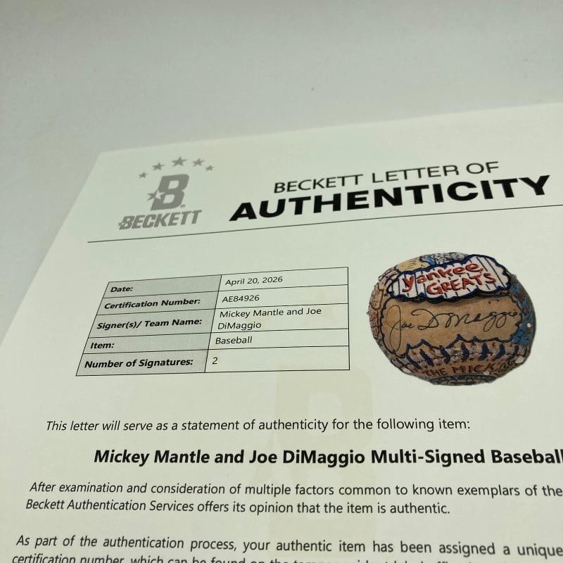 Mickey Mantle & Joe Dimaggio Signed Charles Fazzino Pop Art Baseball PSA RARE - 17
