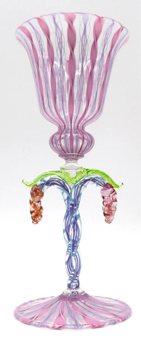 Amazing Antique Venetian Murano Hand Blown Presentation Goblet, Circa 1920 - 2