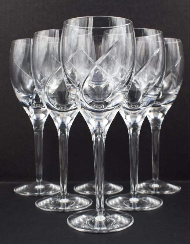 6 Waterford Cut Glass Water Goblets - Signed, Siren Pattern - 2