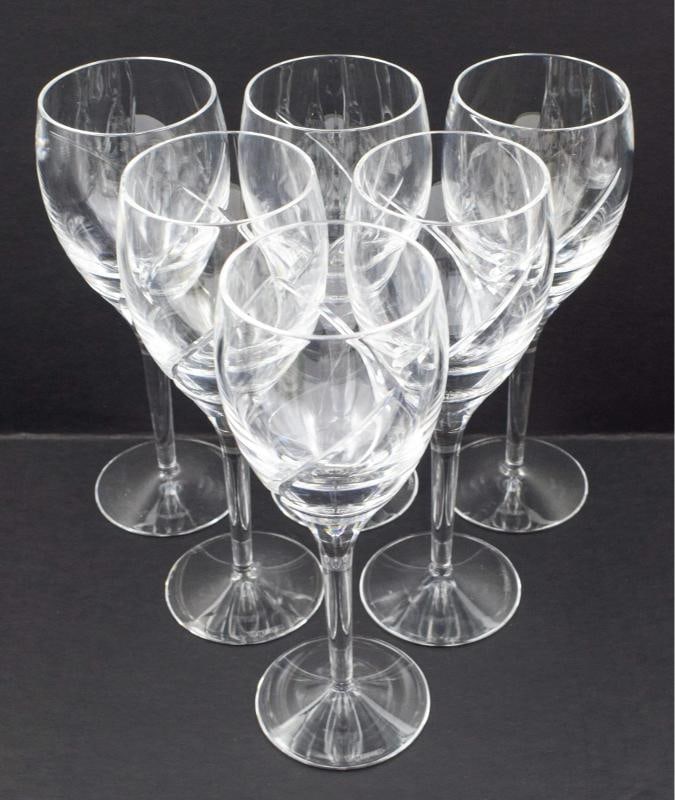 6 Waterford Cut Glass Water Goblets - Signed, Siren Pattern - 4